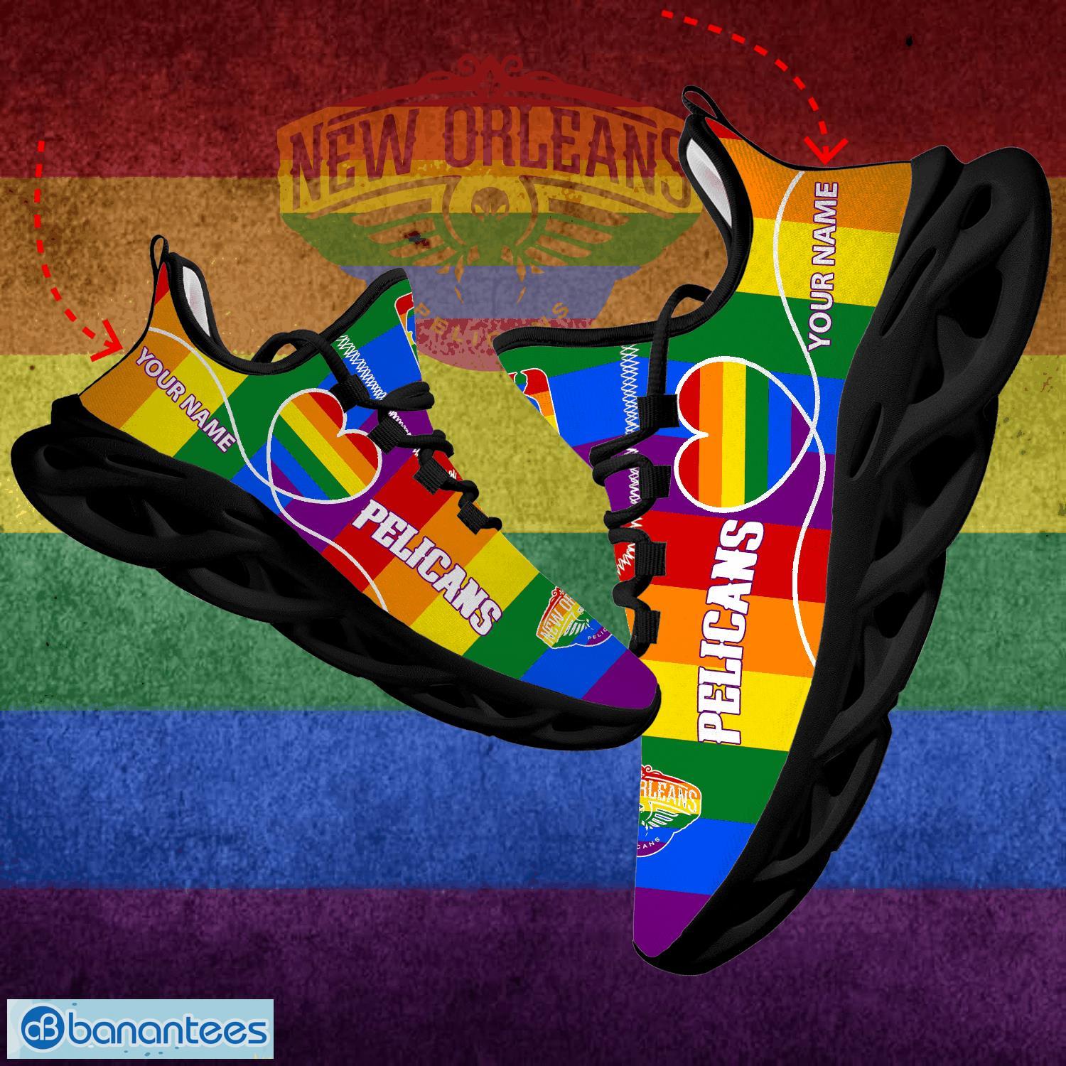 Rainbow LGBT Love NBA New Orleans Pelicans Max Soul Shoes Personalized Gift For LGBT Sports Sneakers - Rainbow LGBT Love NBA New Orleans Pelicans Max Soul Shoes Personalized Photo 1