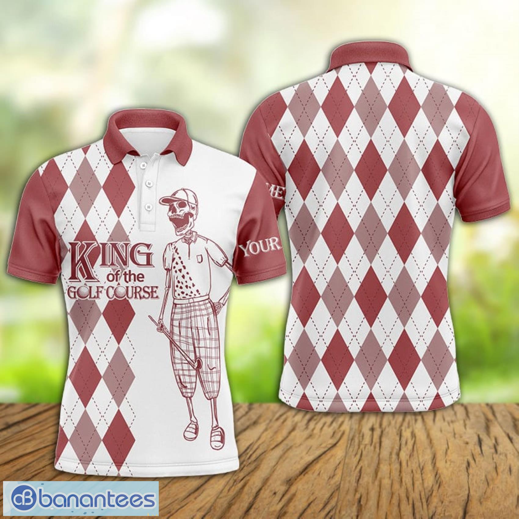 red and white plaid pattern custom name king of the golf course skull golf polo shirt for men and women image Red And White Plaid Pattern Custom Name King Of The Golf Course Skull Golf Polo Shirt For Men And Women Product Photo 1