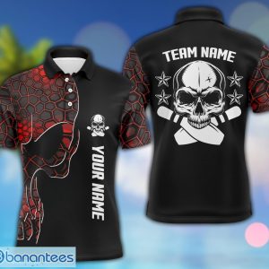 Red Camo Black Custom Name Skull Bowling Polo Shirt For Men And Women Product Photo 1
