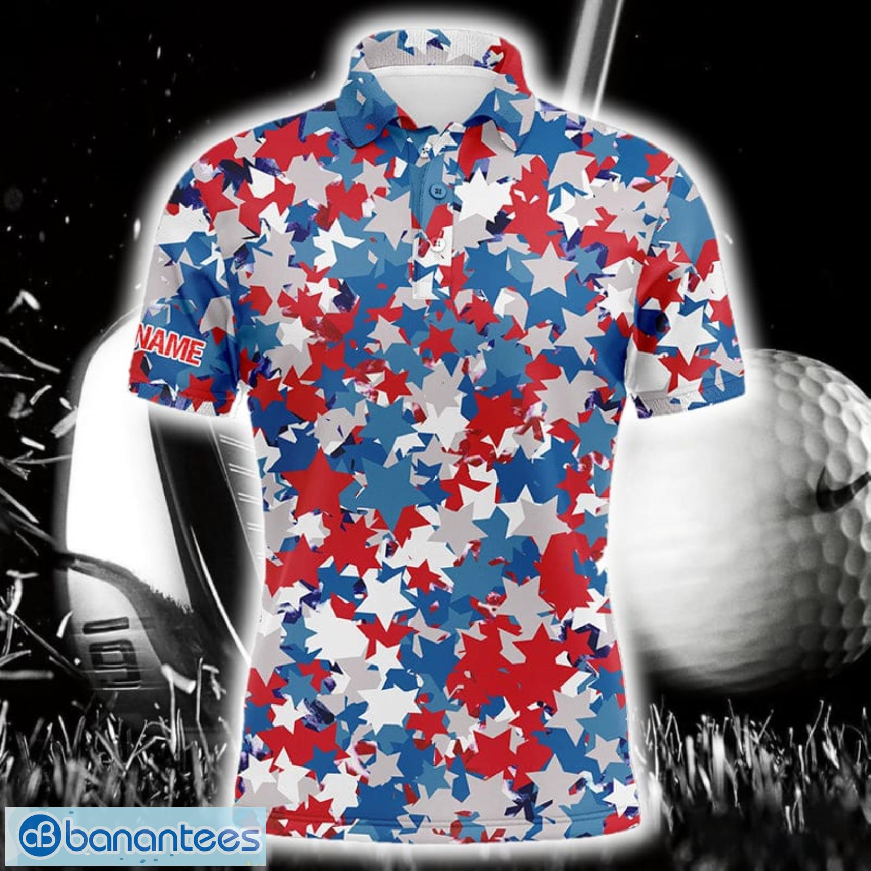 red white and blue 4th of july star custom name polo shirt for men and women image Red White And Blue 4th Of July Star Custom Name Polo Shirt For Men And Women Product Photo 1