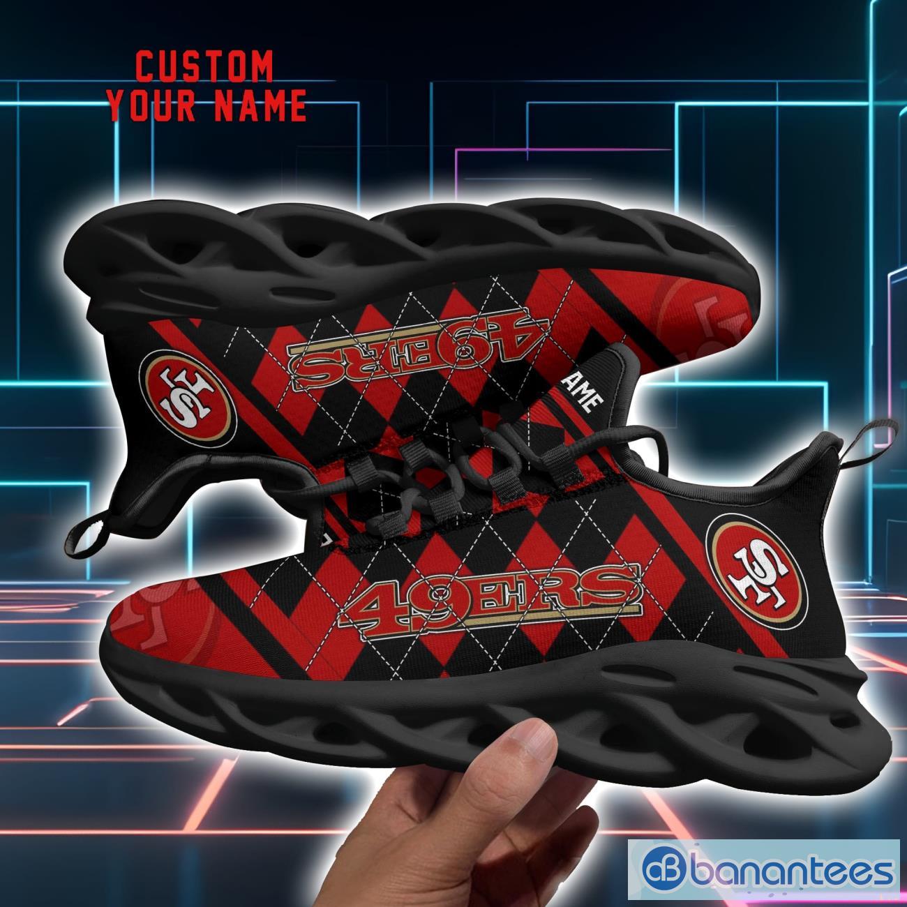 San Francisco 49ers NFL Custom Name Caro Pattern Designs Max Soul Shoes Sneakers Product Photo 1