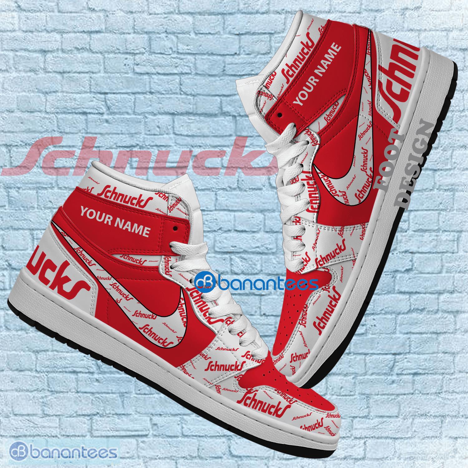 Schnucks Logo Brand Personalized Air Jordan Hightop Shoes AOP For Men Women  - Banantees
