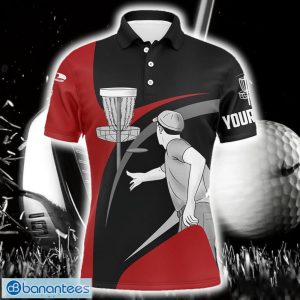 Red And Black Disc Golfer Custom Name Men Disc Golf Polo Shirt For Men And Women Product Photo 1