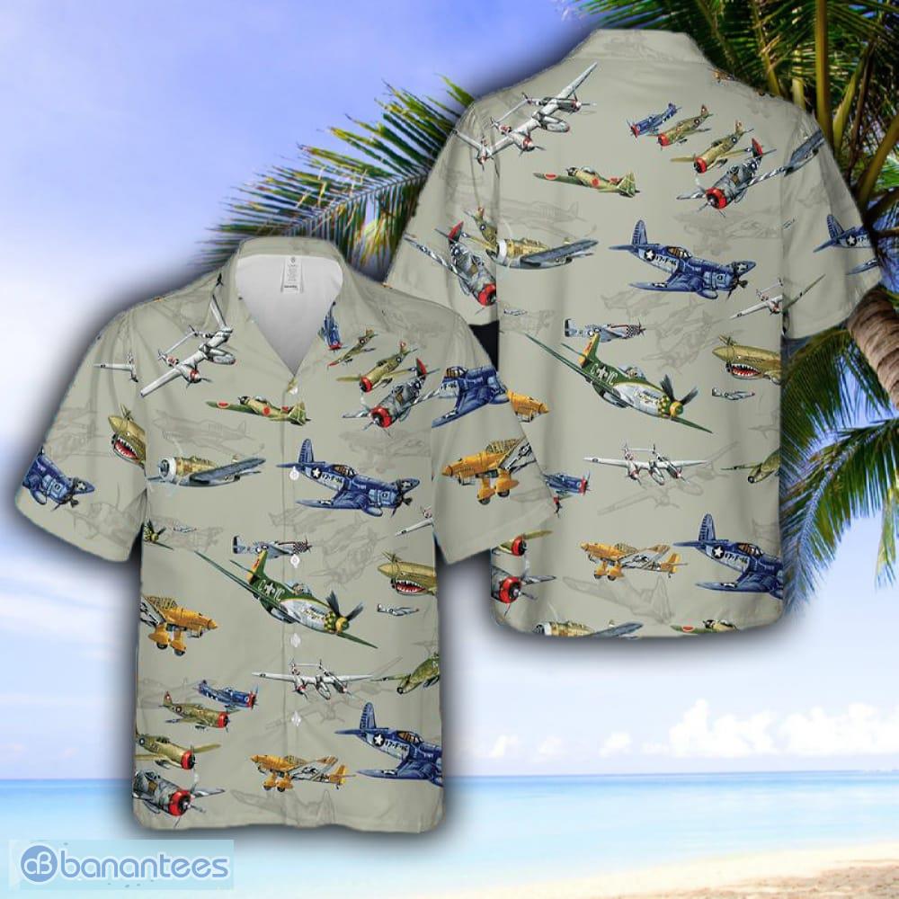 Warbird Fighter Planes Hawaiian Shirt Print Ideas Gift Mens - Banantees