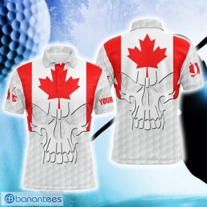 Custom Name Canadian Flag Patriotic Skull Golf Ball Shirt Polo Shirt For Men And Women Product Photo 1