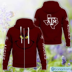 Texas A&M Aggies Grinch Face All Over Printed 3D TShirt Sweatshirt Hoodie Unisex For Men And Women Product Photo 4