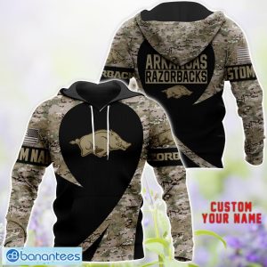 Arkansas Razorbacks 3D Hoodie T-Shirt Sweatshirt Camo Pattern Veteran Custom Name Gift For Father's day Product Photo 1