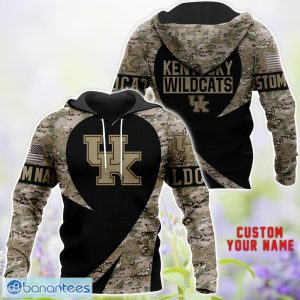 Kentucky Wildcats 3D Hoodie T-Shirt Sweatshirt Camo Pattern Veteran Custom Name Gift For Father's day Product Photo 1