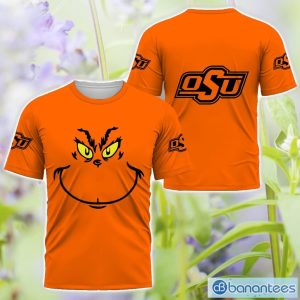 Oklahoma State Cowboys Grinch Face All Over Printed 3D TShirt Sweatshirt Hoodie Unisex For Men And Women Product Photo 3