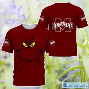 Mississippi State Bulldogs Grinch Face All Over Printed 3D TShirt Sweatshirt Hoodie Unisex For Men And Women Product Photo 3