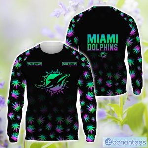Miami Dolphins Personalized Name Weed pattern All Over Printed 3D TShirt Hoodie Sweatshirt Product Photo 2