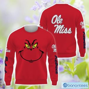Ole Miss Rebels Grinch Face All Over Printed 3D TShirt Sweatshirt Hoodie Unisex For Men And Women Product Photo 2