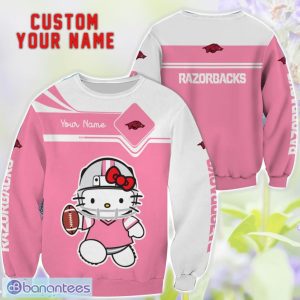 Cute Gift For NCAA Arkansas Razorbacks Hello Kitty 3D T-Shirt Sweatshirt Hoodie Custom Name Product Photo 2