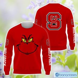 NC State Wolfpack Grinch Face All Over Printed 3D TShirt Sweatshirt Hoodie Unisex For Men And Women Product Photo 2