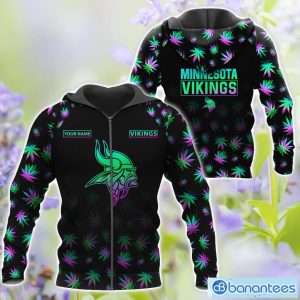 Minnesota Vikings Personalized Name Weed pattern All Over Printed 3D TShirt Hoodie Sweatshirt Product Photo 4