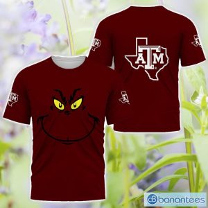 Texas A&M Aggies Grinch Face All Over Printed 3D TShirt Sweatshirt Hoodie Unisex For Men And Women Product Photo 3