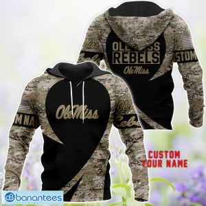 Ole Miss Rebels 3D Hoodie T-Shirt Sweatshirt Camo Pattern Veteran Custom Name Gift For Father's day Product Photo 1