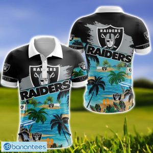Las Vegas Raiders Tropical Beach Pattern 3D Polo Shirt For Fans Product Photo 1