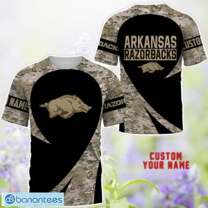 Arkansas Razorbacks 3D Hoodie T-Shirt Sweatshirt Camo Pattern Veteran Custom Name Gift For Father's day Product Photo 2