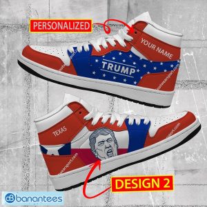Texas State Flag Donald Trump Vote Air Jordan 1 HiighTop Sneaker Custom Name - Texas State Flag Donald Trump AJ1 Hightop Sneaker Personalized Style 2