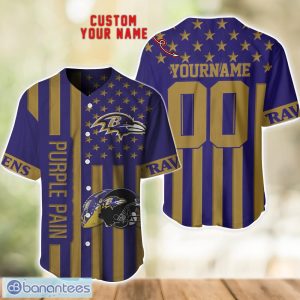 Baltimore Ravens Custom Name and Number Baseball Jersey Shirt Product Photo 1