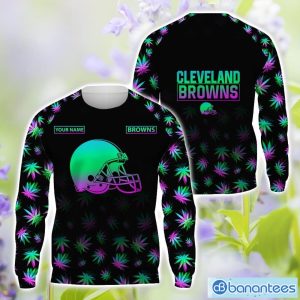 Cleveland Browns Personalized Name Weed pattern All Over Printed 3D TShirt Hoodie Sweatshirt Product Photo 2