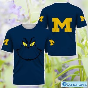 Michigan Wolverines Grinch Face All Over Printed 3D TShirt Sweatshirt Hoodie Unisex For Men And Women Product Photo 3