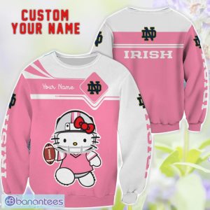 Cute Gift For NCAA Notre Dame Fighting Irish Hello Kitty 3D T-Shirt Sweatshirt Hoodie Custom Name Product Photo 2