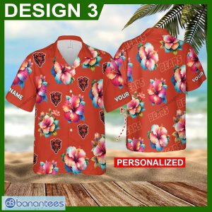 Custom Name NFL Chicago Bears Pacific New Beach Hawaiian Shirt Flower For Summer - NFL Chicago Bears 3D Hawaiian Shirt Flower Custom Name Style 3
