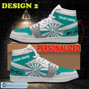 Custom Name F1 Racing Mercedes AMG PETRONAS F1 Team Air Jordan 1 Hightop Sneakers For Men Women Fans Gift - F1 Racing Mercedes AMG PETRONAS F1 Team Air Jordan 1 Hightop Sneakers Style 2