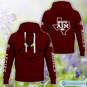 Texas A&M Aggies Grinch Face All Over Printed 3D TShirt Sweatshirt Hoodie Unisex For Men And Women Product Photo 1