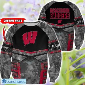 Wisconsin Badgers Grey Black Hunting 3D T-Shirt Hoodie Sweatshirt Zip Hoodie Custom Name Product Photo 2