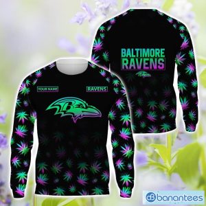 Baltimore Ravens Personalized Name Weed pattern All Over Printed 3D TShirt Hoodie Sweatshirt Product Photo 2