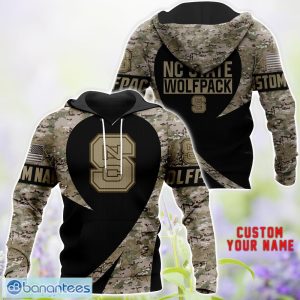 NC State Wolfpack 3D Hoodie T-Shirt Sweatshirt Camo Pattern Veteran Custom Name Gift For Father's day Product Photo 1