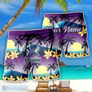 Melbourne Storm NRL Beach Shorts Personalized Name Product Photo 1