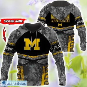Michigan Wolverines Grey Black Hunting 3D T-Shirt Hoodie Sweatshirt Zip Hoodie Custom Name Product Photo 1