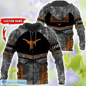 Texas Longhorns Grey Black Hunting 3D T-Shirt Hoodie Sweatshirt Zip Hoodie Custom Name Product Photo 4