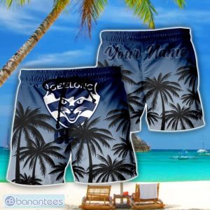 Geelong Cats AFL Coconut Pattern Tropical Beach Shorts For Mens Personalized Name Product Photo 1