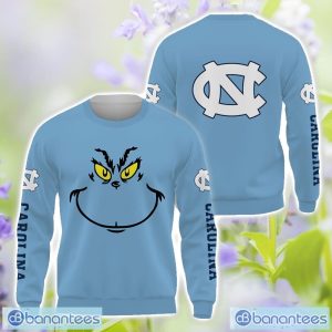 North Carolina Tar Heels Grinch Face All Over Printed 3D TShirt Sweatshirt Hoodie Unisex For Men And Women Product Photo 2