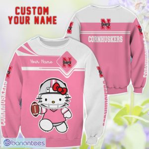 Cute Gift For NCAA Nebraska Cornhuskers Hello Kitty 3D T-Shirt Sweatshirt Hoodie Custom Name Product Photo 2