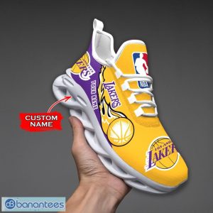 Personalized Name Los Angeles Lakers Fireball Personalized Sneakers Max Soul Shoes Product Photo 1