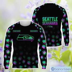 Seattle Seahawks Personalized Name Weed pattern All Over Printed 3D TShirt Hoodie Sweatshirt Product Photo 2