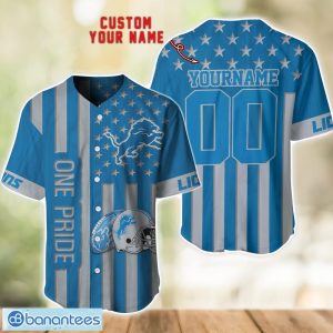 Detroit Lions Custom Name and Number Baseball Jersey Shirt Product Photo 1