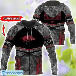 Arkansas Razorbacks Grey Black Hunting 3D T-Shirt Hoodie Sweatshirt Zip Hoodie Custom Name Product Photo 4