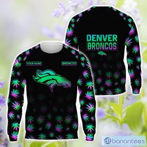 Denver Broncos Personalized Name Weed pattern All Over Printed 3D TShirt Hoodie Sweatshirt Product Photo 2