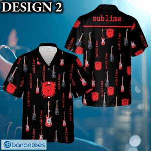 Sublime Music Band Logo Hawaiian Shirt Thunder And Guitar Black Red For  Fans Gift Holidays - Banantees