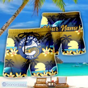 Parramatta Eels NRL Beach Shorts Personalized Name Product Photo 1