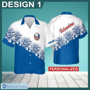 Custom Name NHL New York Islanders Vintage New Beach Hawaiian Shirt Flower Gift For Fans - NHL New York Islanders 3D Hawaiian Shirt Flower Custom Name Style 1