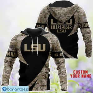 LSU Tigers 3D Hoodie T-Shirt Sweatshirt Camo Pattern Veteran Custom Name Gift For Father's day Product Photo 1