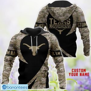 Texas Longhorns 3D Hoodie T-Shirt Sweatshirt Camo Pattern Veteran Custom Name Gift For Father's day Product Photo 1